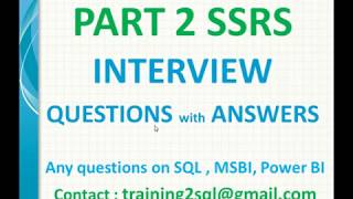 SSRS Interview Questions with Answers Part 2 [upl. by Crane]