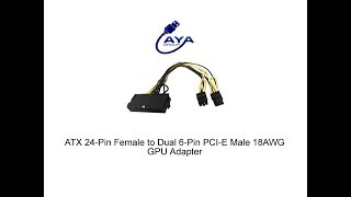 ATX 24Pin Female to Dual 6Pin PCIE Male 18AWG GPU Adapter [upl. by Leasia]