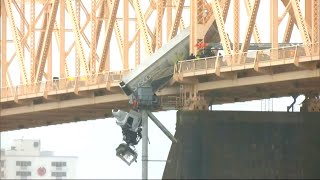 Tractor Trailer Dangled Over Bridge [upl. by Giles]