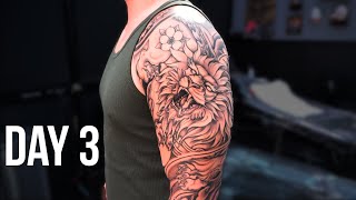 FULL IREZUMI ARM SLEEVE TATTOO DAY 3 [upl. by Lirrehs490]