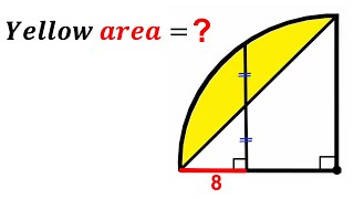 Can you find area of the Yellow shaded region  Quarter circle  math maths  geometry [upl. by Haven]