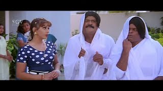 Jaggesh and Tennis Krishna Comes in Widow Getup to Meet Lover  Patela kannada movie part3 [upl. by Geer]