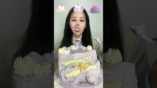 Asmr🍰Eating Taro Paste Custard Cake Cake🍰 Soft And Waxy Sound 크림丨먹방丨Mukbang丨Satisfying丨Eatingsh [upl. by Goodhen]