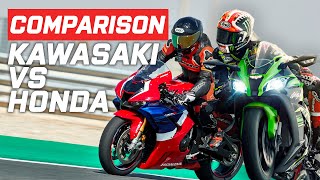 Honda vs Kawasaki  Honda CBR1000RRR SP vs Kawasaki ZX10RR  Visordowncom [upl. by Yehudit]