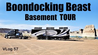 Basement Exterior Tour CUSTOM SPACECRAFT RV BOONDOCKING  RV LIFE  fulltime RV Glamping [upl. by Brendin767]