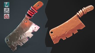 Making a Stylized Chopping Knife with Maya Zbrush and Substance Painter [upl. by Xantha]