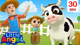 Old MacDonald Had A Farm  Little Angel  Monster Cartoon for Kids [upl. by Eisac]