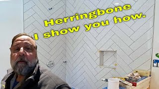 How to install Herringbone subway tile in a shower [upl. by Kowalski384]