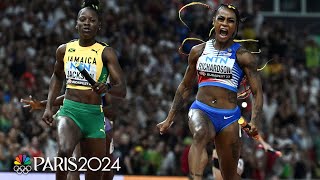 ShaCarri vs Shericka ANCHOR SHOWDOWN decides EPIC 4x100 between USA and Jamaica  NBC Sports [upl. by Moishe]