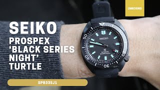 Unboxing Seiko Prospex ‘Black Series Night’ Turtle SPB335J1 SPB335 [upl. by Akirej]