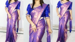 How to wear pre pleated saree  saree draping with prepleated saree  pre pleated silk saree draping [upl. by Yk494]