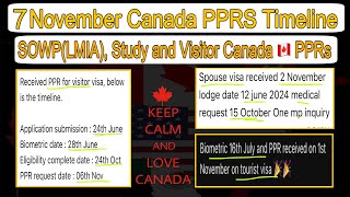 7 November Canada PPR timeline today  Sowp Study and Visitor Visas PPRs request timeline Canada [upl. by Berck]