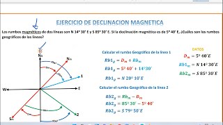 calculo de rumbos magnéticos calculo de rumbos geográfico y calculo de declinación magnética [upl. by Phelgen]