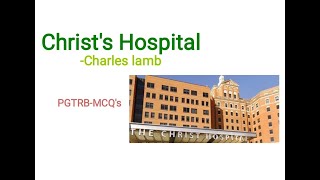 Christs hospitalCharles lambMCQsEnglish videos about pgtrb ugtrb net cbse [upl. by Ydnem483]