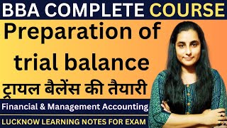 Preparation of trial balance  Trail Balance in hindi  Financial amp Management Accounting bba [upl. by Ama]