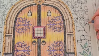 Enchanted Forest by Johanna Basford coloring door part 2 [upl. by Eittol]