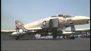 Launching of a US Navy F4B Phantom aircraft from the flight deck of USS America HD Stock Footage [upl. by Christalle]