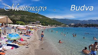 🌞Budva Beach Slovenska Montenegro 🌡T28C° August  Walking Tour Travel Guide [upl. by Efioa]