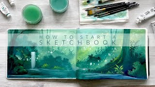 How to Start a New Sketchbook  Magical Gouache Landscape Tutorial [upl. by Fagaly]