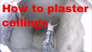 HOW TO PLASTER A PLASTERBOARD CEILING the way i do it  beginners and DIY [upl. by Neelloj219]