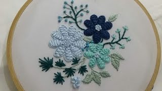 Hand embroidery of flowers with criss cross lazy daisy stitch [upl. by Okun]