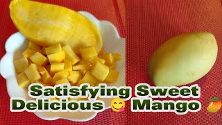 Lets Peel Cutting Slicing Thailand Sweet Mango 🥭 Satisfying ASMR [upl. by Charmian]