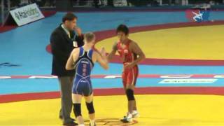 2011 Worlds Freestyle 55kg  Nick Simmons USA vs Shinichi Yumoto JPN [upl. by Nosak]