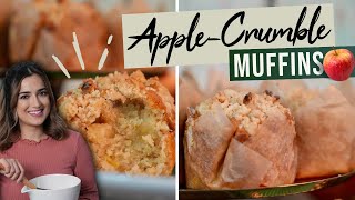 Apple Crumble Muffins  Extra große amp saftige Muffins mit Streuseln [upl. by Ina]