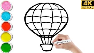 How to Draw an Air Balloon Step By Step Hot Balloon Drawing Easy  Easy Hot Balloon Drawing [upl. by Herates]