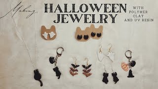 Making halloween jewelry with polymer clay and UV resin [upl. by Robinia229]