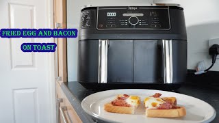 NINJA AIR FRYER fried egg and bacon on toast foodi max dual zone 95ltr cooking recipe [upl. by Koh]