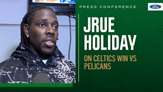 PRESS CONFERENCE Jrue Holiday on Celtics bounceback win vs Pelicans [upl. by Burrows593]