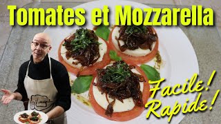 Tomates et mozzarella  Recette tomate mozzarella Oignons Caramélisés [upl. by Elocyn27]