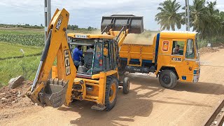 JCB 3DX Loader vs Backhoe Loading Gravel in Tipper for Railway Road Making  jcb video [upl. by Yllah]