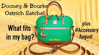 Dooney amp Bourke Ostrich Satchel  What fits in my bag dooneyandbourke fashion handbag purse bag [upl. by Daisi]