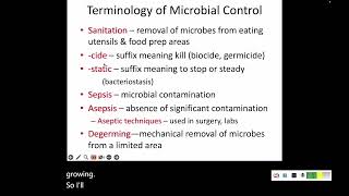 7 1 Control of Microbial Growth part 1 [upl. by Gypsy]