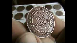 1921 ONE PENNY Australian KING GEORGE VUNC GEM COINFOR SALE [upl. by Erund]