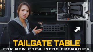 2024 INEOS GRENADIER REAR DOOR TAILGATE FOLDABLE TABLE BY SUMMER AUTO PARTS [upl. by Neelat]