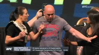 UFC Joanna Jędrzejczyk vs Cláudia Gadelha Face off  UNSTOPPABLE PRESS CONFERENCE [upl. by Bernardi976]