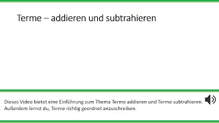 Mathe Terme addieren und subtrahieren einfach und kurz erklärt [upl. by Minsat]