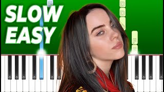 Billie Eilish  Halleys Comet  Slow Easy Piano Tutorial [upl. by Nuncia]