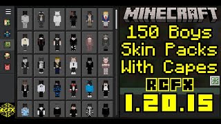 150 Boys Skin Packs With Capes For Minecraft 12015 Mobile and PC [upl. by Aufa478]