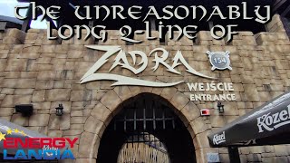 The unreasonably long Qline of Zadra  Zadra queue line experience  Energylandia  RMC Hybrid [upl. by Darraj]