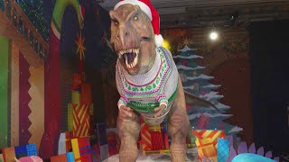 23Foot TRex Animatronic Wears Ugly Christmas Sweater [upl. by Bessy]