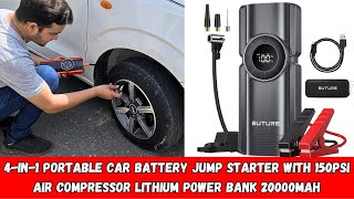 4in1 Portable Car Battery Jump Starter with 150PSI Air Compressor Lithium Power Bank 20000mAh [upl. by Auof]