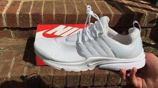 ALL WHITE NIKE AIR PRESTO Quick Review  on feet [upl. by Nilak217]