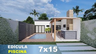 Projeto de Edícula com Piscina e Churrasqueira Terreno de 7x15 Tour pela Edícula │ Pool House [upl. by Glick560]