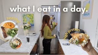 what i EAT in a day at home🫐🍓🍳  realistic healthy and high protein meals [upl. by Arihsan]