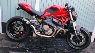 Ducati monster 821 with a 1200R swingarm conversion [upl. by Kcirdde]