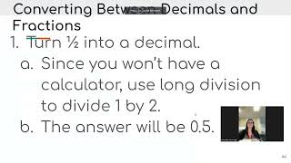 Paraprofessional Math Day 1 Number Sense and Basic Algebra Video 6 ConvertingDecimals amp Fractions [upl. by Kikelia711]